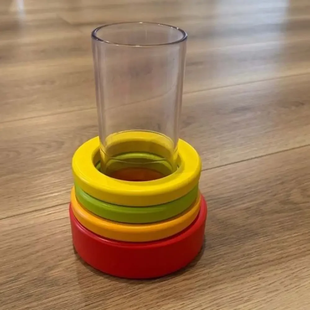 Lovevery Clear Stacking Tube w/ Rings & Bright & Light Play Scarf